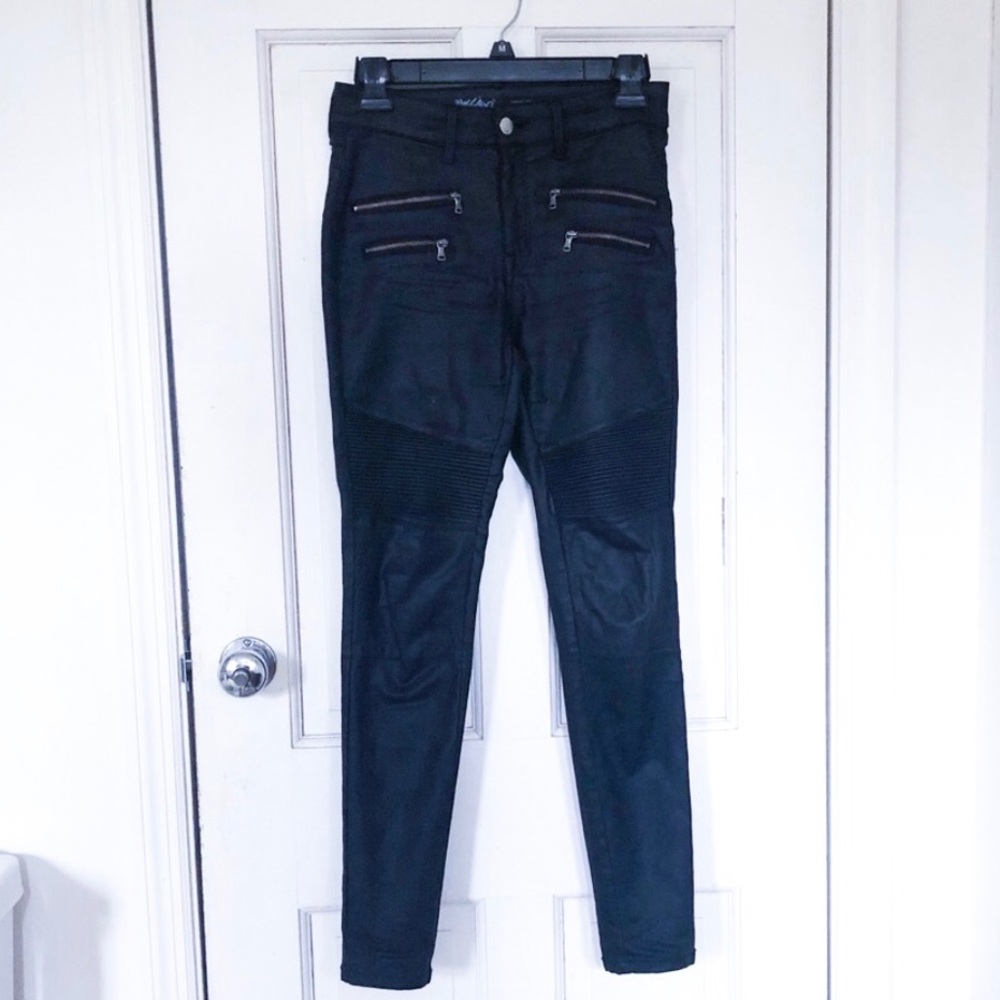Black pleather MOTO stretchy pants